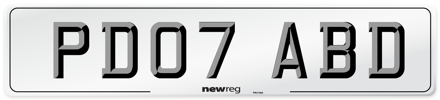 PD07 ABD Number Plate from New Reg